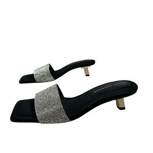 Good American Womens Rhinestone Slip-On Heels - 6.5 - Black & Silver